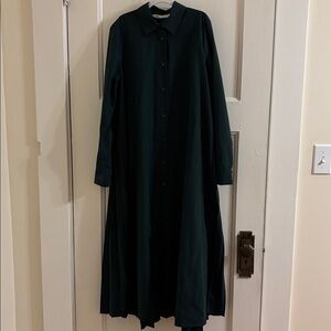 Zara Pleated Button Down Long Sleeve Midi Dress. XS